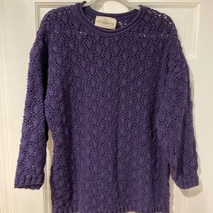 B. Moss Vintage Blue Crocheted Sweater – 100% Cotton, Size XL